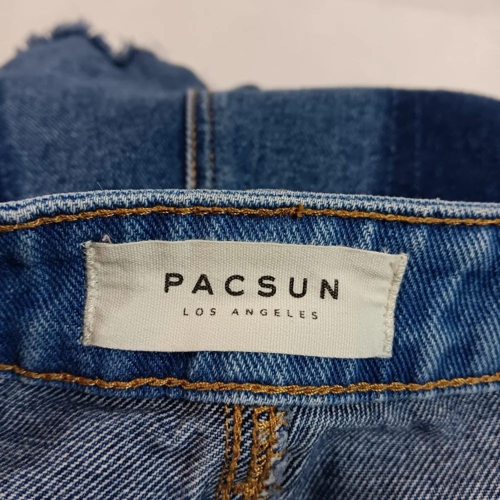 Pacsun Womens 28 Shorts High Rise Blue Jean Patch Denim Boho Festival Hippie